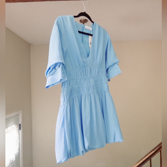 Jonathan Simkhai Blue Puff Sleeve Dress - Picture 2 of 6